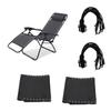 Patio Folding Recliners Replacement Black Fabric Cloth & Gray Cord Laces