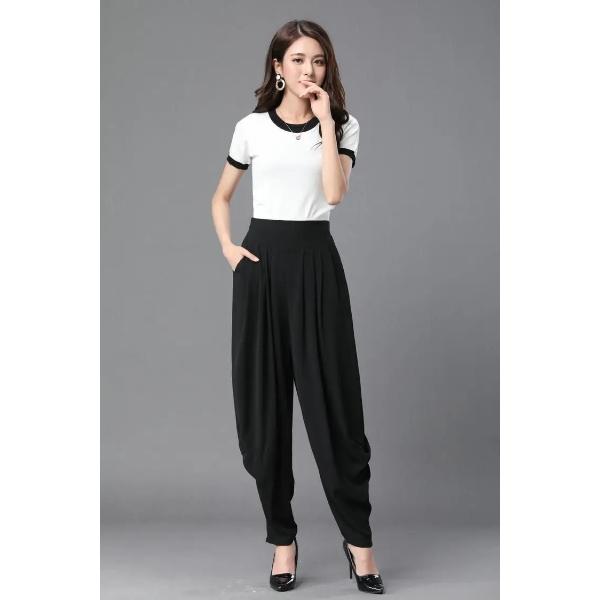 Spring Summer Women Fashion Harem Pants Elastic Band High Waist Loose Wide Leg Loose Casual Solid Harajuku Radish Trousers