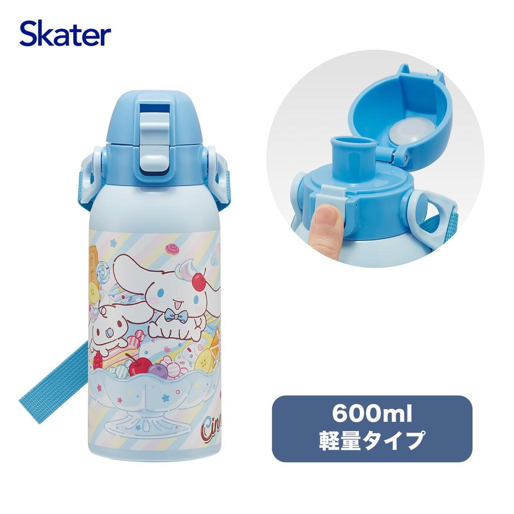 Skater Water Direct Sanrio Fancy Snacks Stainless Sports Water Children's Bottle, 600ml, Drinking, Cinnamoroll, & Weets, Girls', Insulated, Steel,