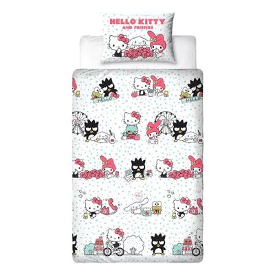 Conjunto de Capa de Edredom Solteiro Raro Hello Kitty & Friends
