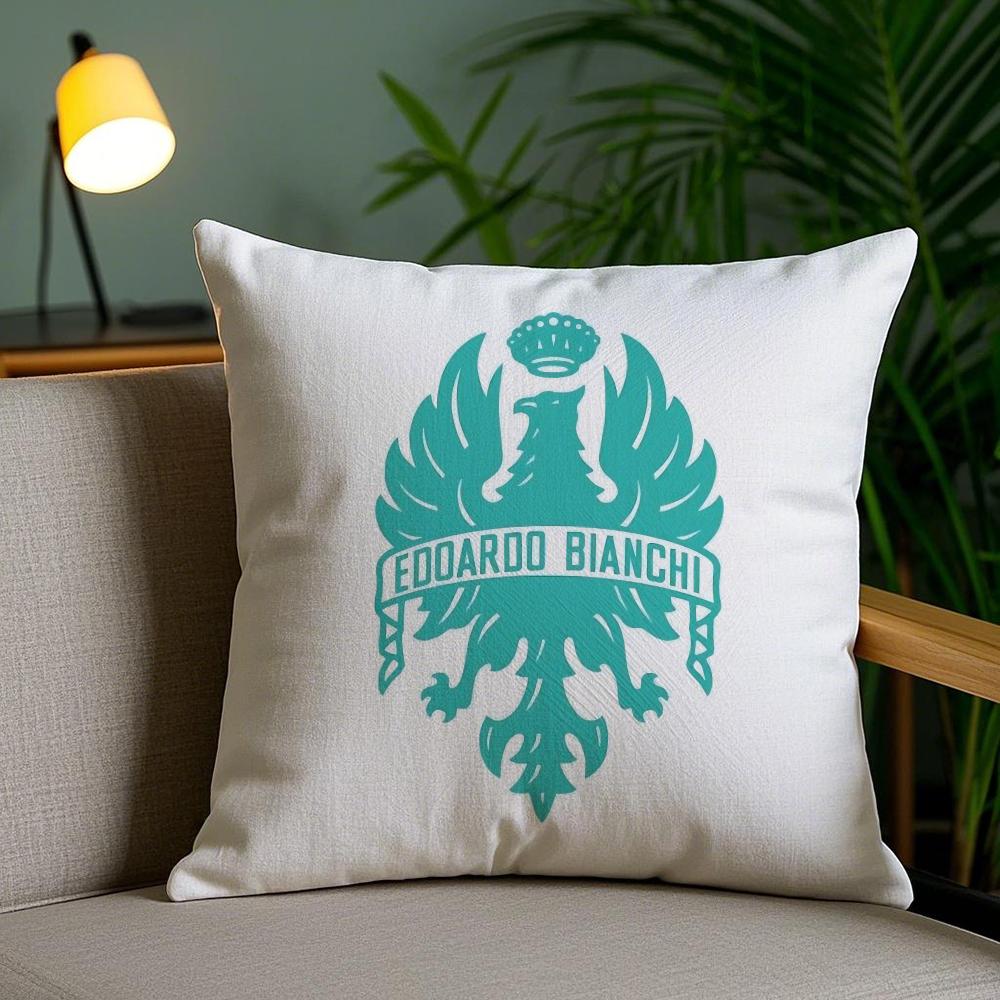 Luxury B-Bianchi Logo Cushion Cover Plush Fabric Soft Double-Sided Printed Invisible Zipper Sofa Pillow Case Home Decor