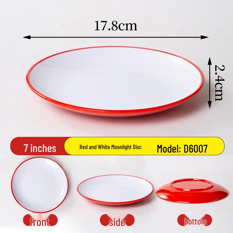Two-color Round Melamine Stir-fry Plates & Rice Bowls for Hotel Buffet Restaurants