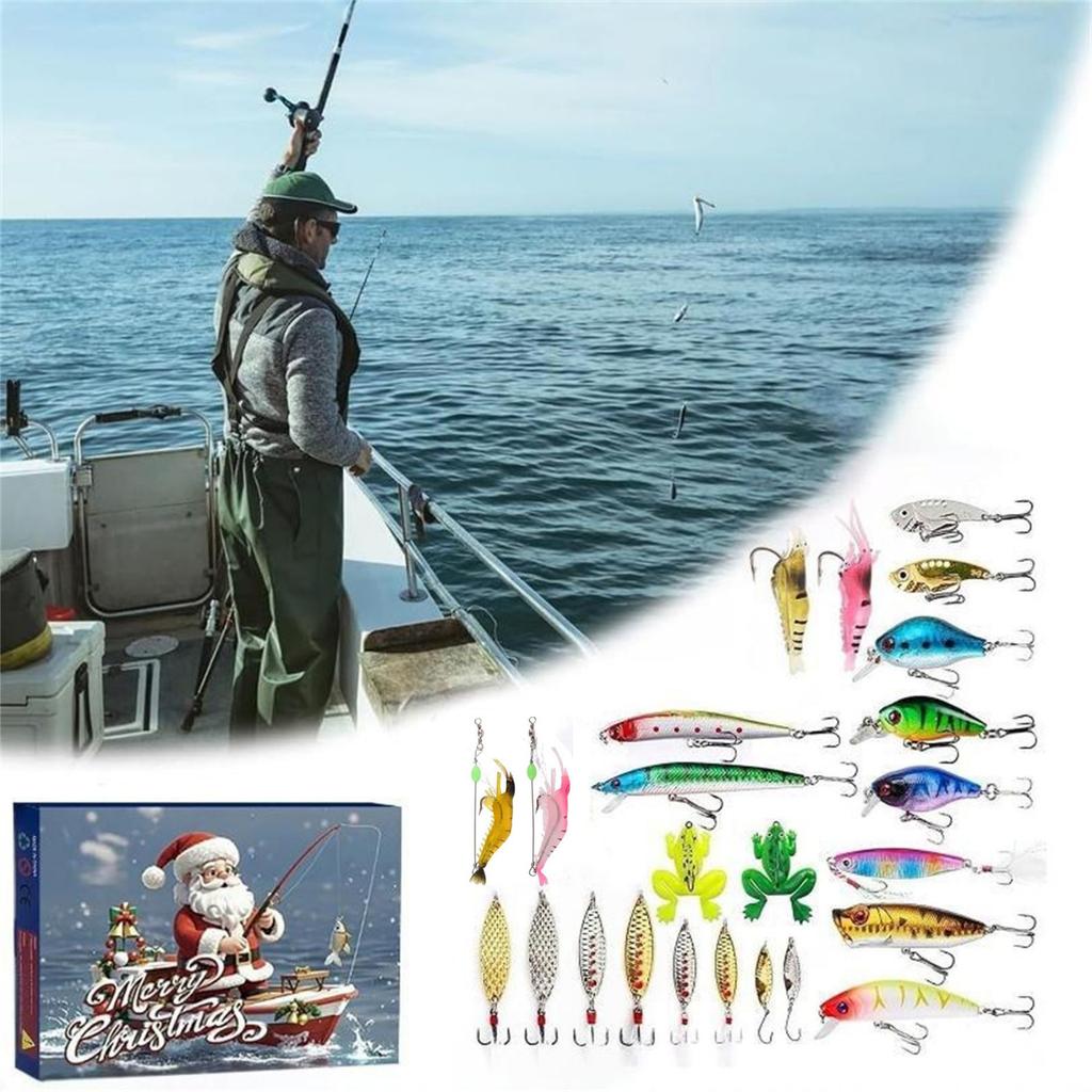 24pc Advent Calendar Fishing Christmas Countdown, Fishing Tackle Advent Calendar For FishAdult Men Teen Boys, Xmas Surprise Gift
