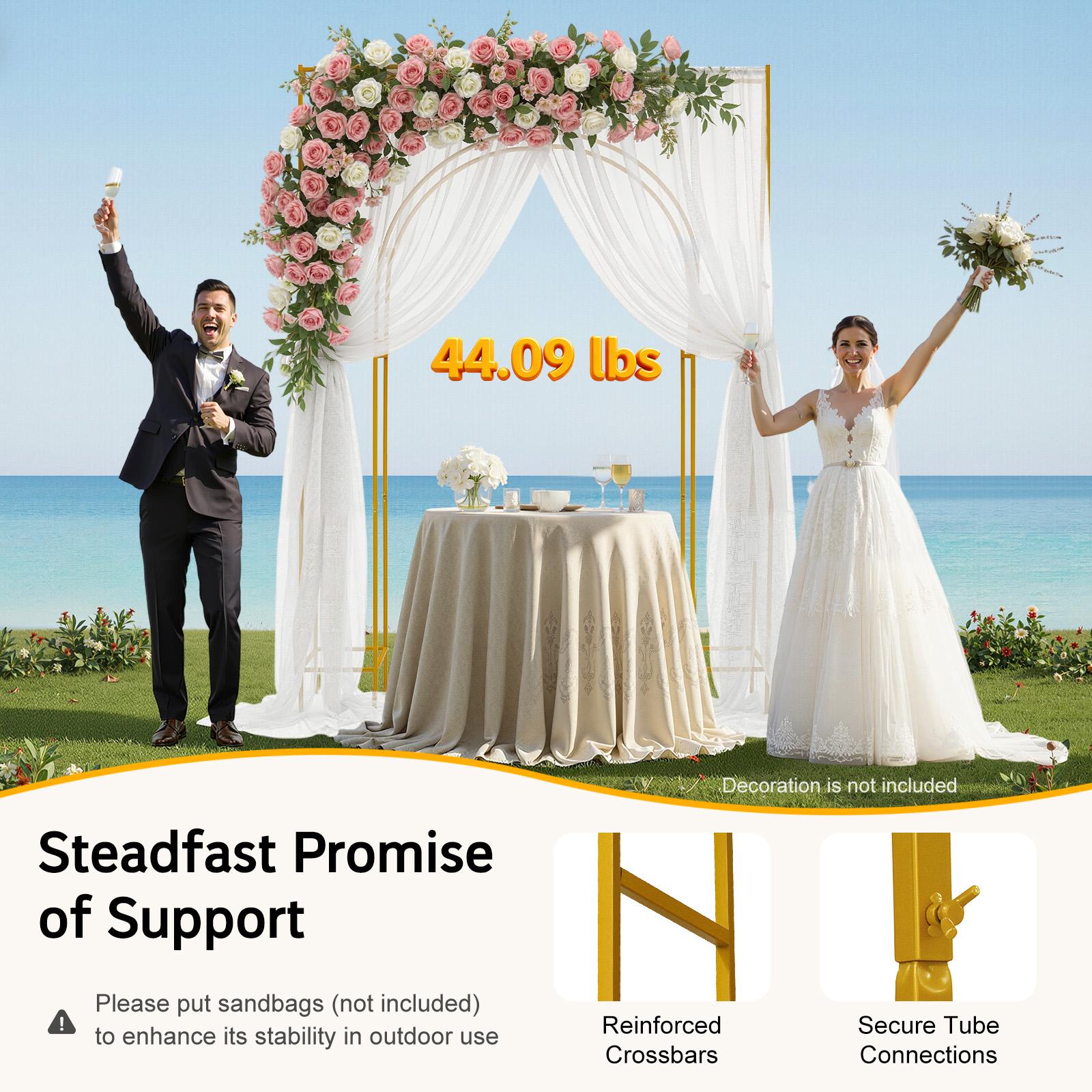 8FT Gold Metal Wedding Arch Stand Carbon Steel Durable DIY Backdrop Stand 44LBS Load for Festive/Commercial Events United States