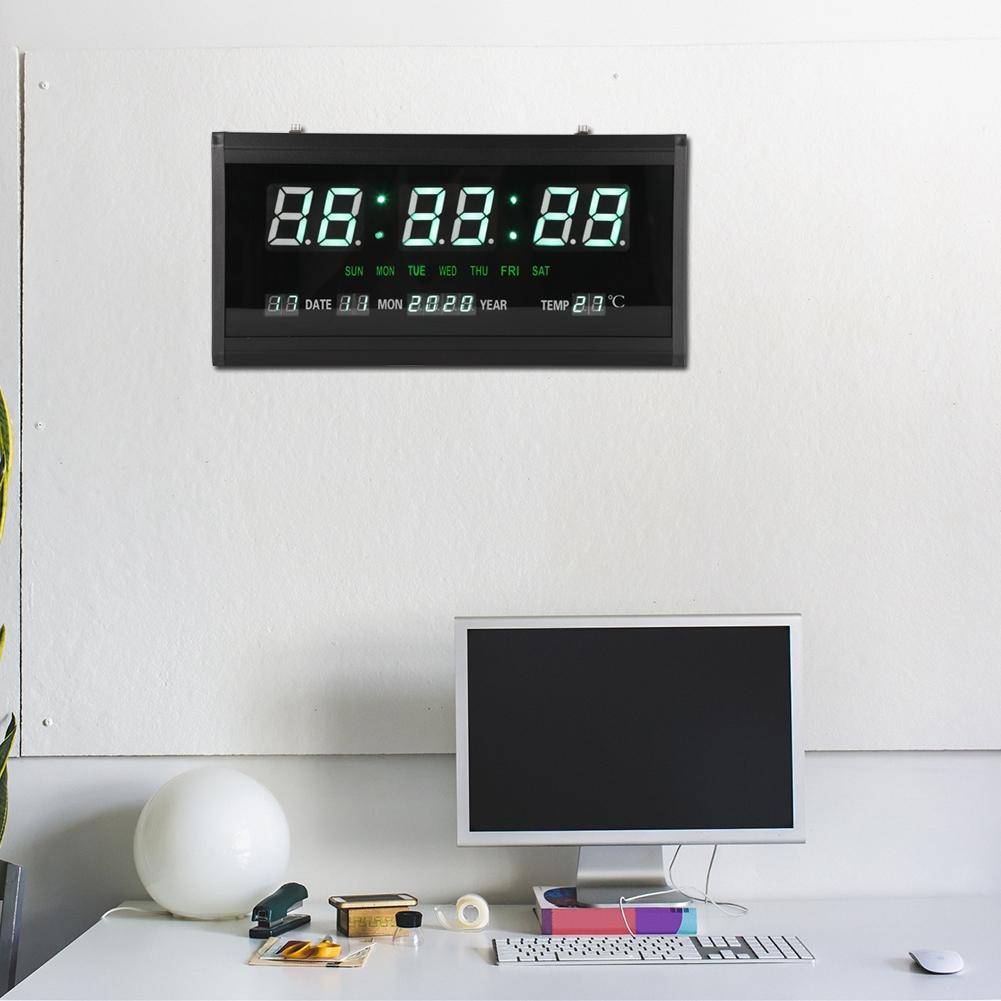 LED Digital Perpetual Calendar Hanging Clock Living Room Wall Clock