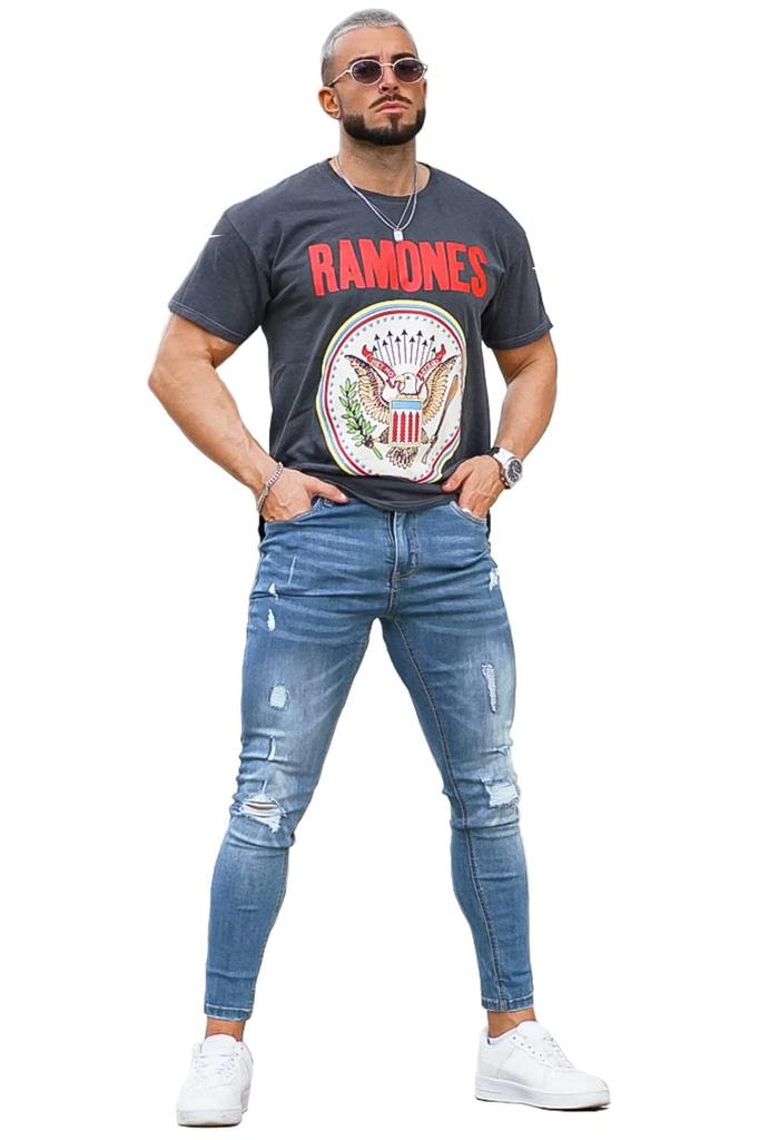 GINGTTO Casual Washed Blue Skinny Size 30 Men's Jeans,