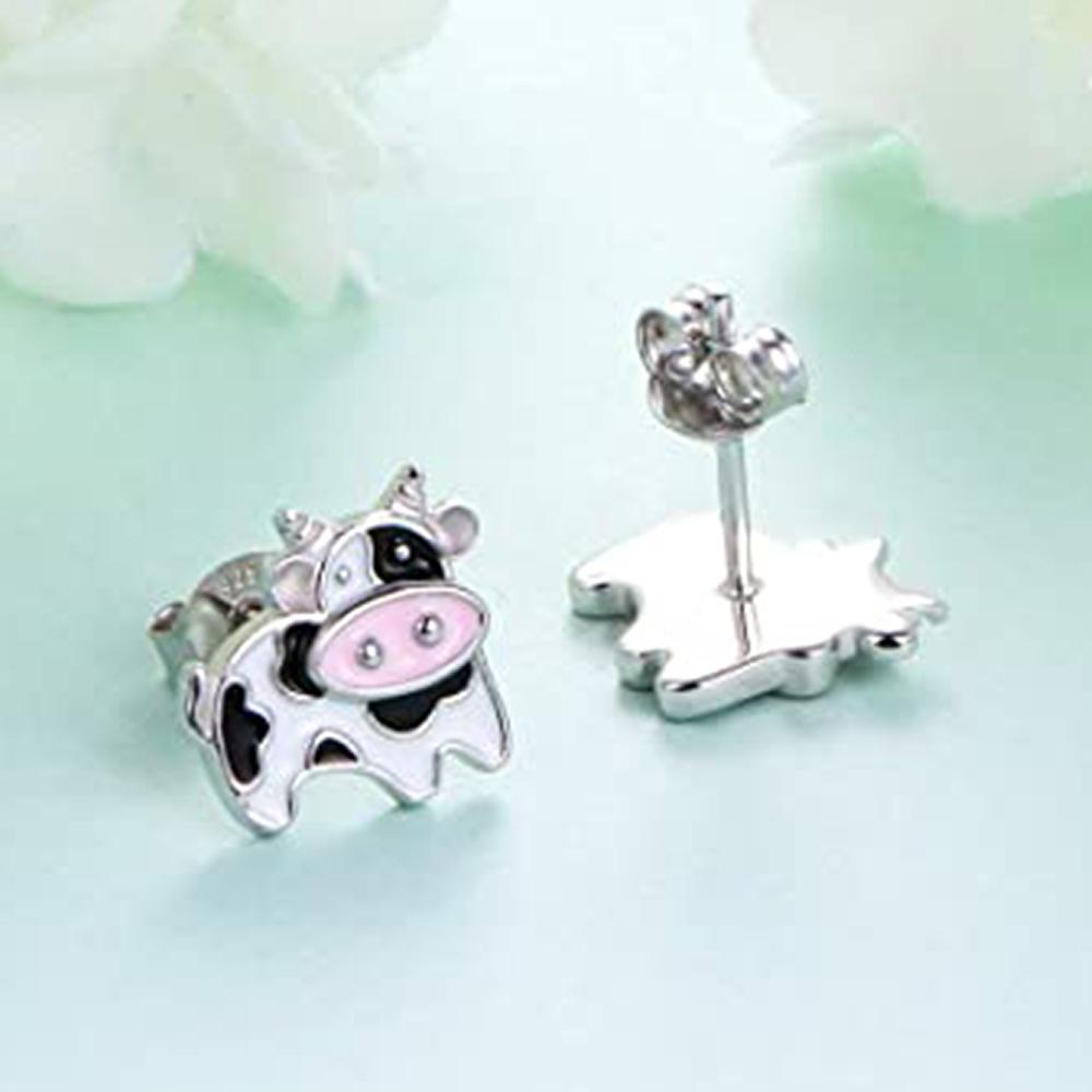 

Huitan Milk Cow Design Women Stud Earrings Fancy Cute Ear Piercing Accessories for Girls Birthday Gift Fashion Versatile Jewelry
