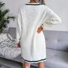 Women Fall Winter V Neck Long Sleeve Solid Color Sweater All Match Knit Dresses