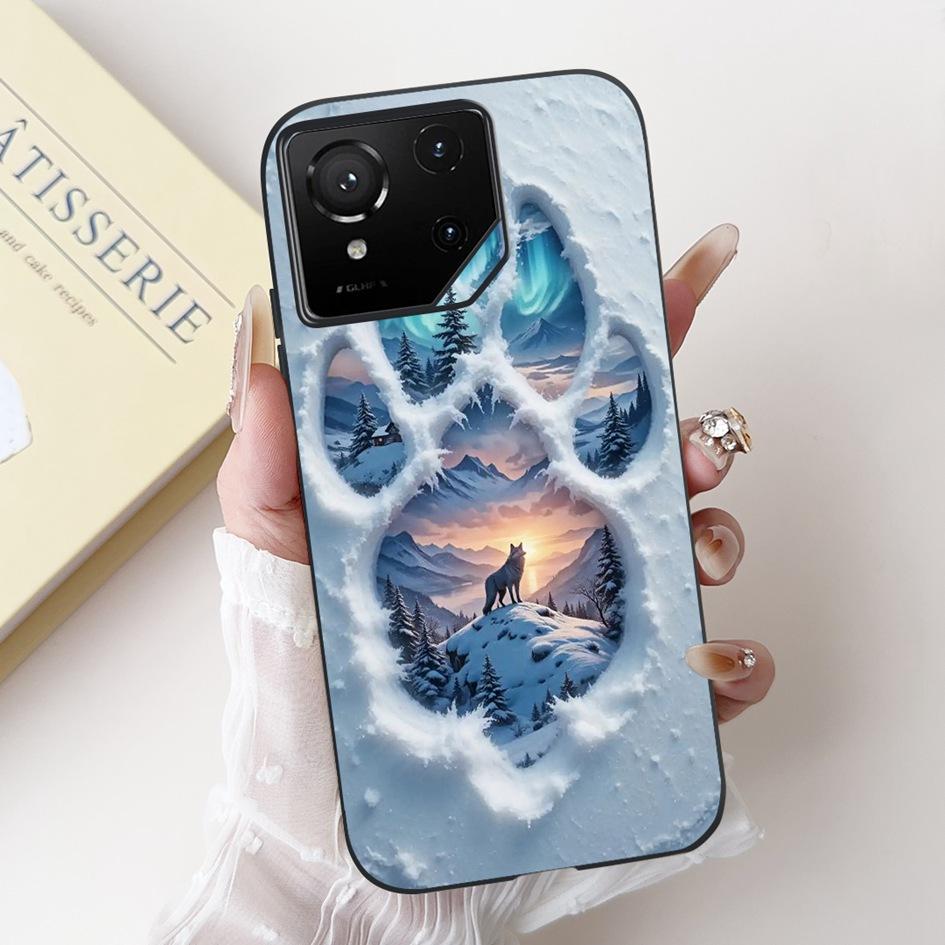 For Asus Rog Phone 9 Pro 5G Case Popular Flower Cartoon Soft Black Silicone Shockproof Cover For Asus Rog Phone 9 FE Phone9 Capa