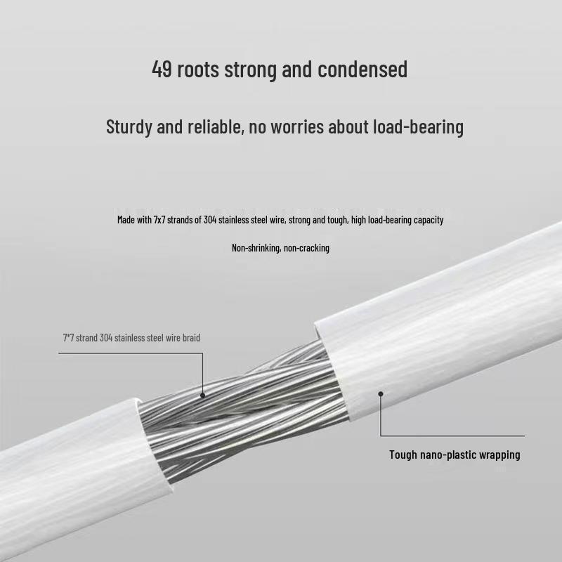 Invisible No-Drill Retractable Stainless Steel Clothesline, 5m Drying Rope for Indoor/Balcony Use
