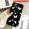 White Butterflies Sparkle On Black Background All Inclusive Film Hard Phone Case, Compatible with iPhone 18 Pro Max 17 16 15 14 13 12 11