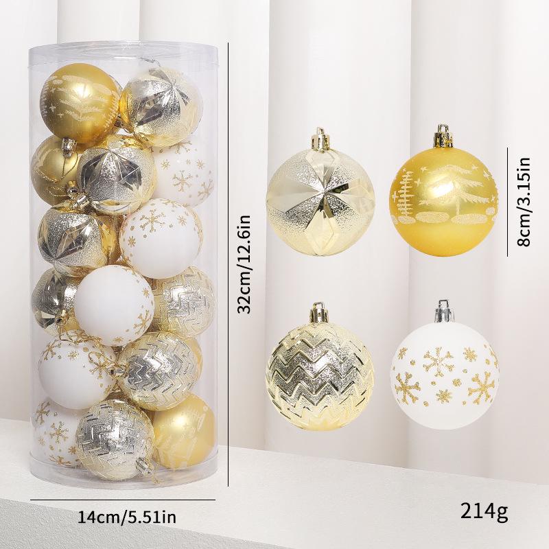 Electroplated Painted Christmas Ball Ornament Set – Plastic Round Decorations for Tree
