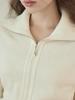 SISTERHOOD High-Neck Two-Way Zipper Knit Zip-Up - Ivory/Dark Gray
