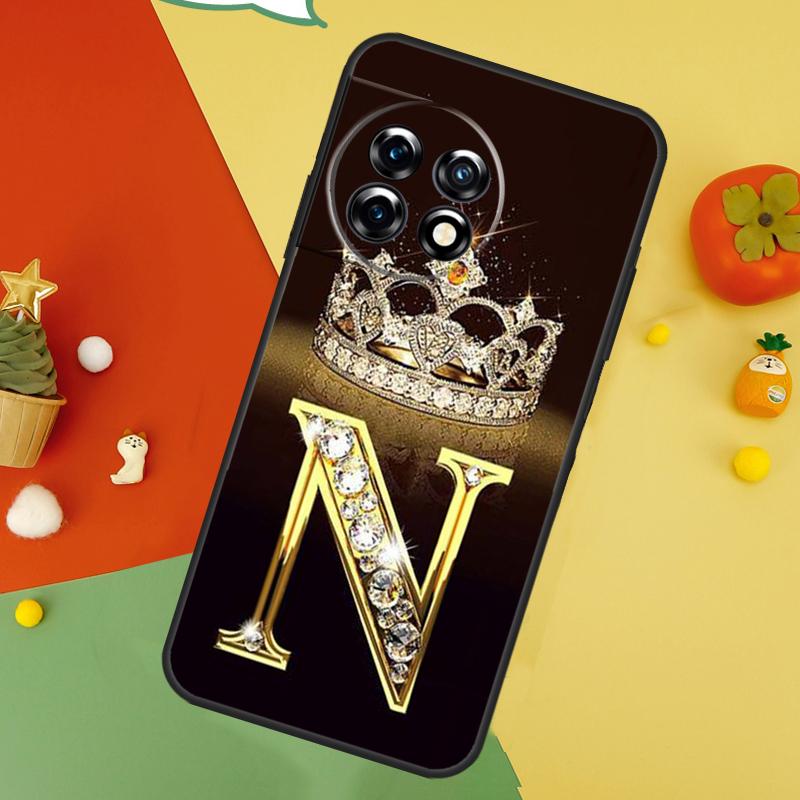 Buchstaben Monogramm Gold Marmor Rückseite Hülle Für OnePlus 15 13R 13 13T 12 12R 11 10 10T 8T Nord CE 5 2 3 4 Lite N20 N30 Cover