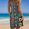 Women's Beach Dress Mini Dress Symmetric Geometry Print Casual Modern Dress Sleeveless Loose Fit Outdoor Daily Summer