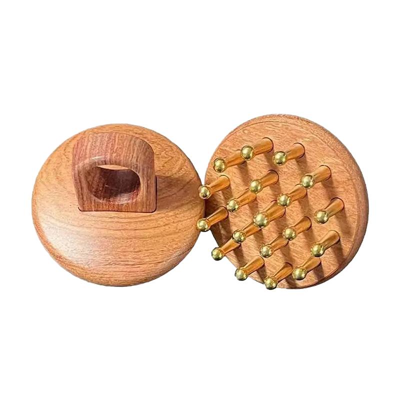 Head Meridians Massage Comb Copper Sandalwood Meridians Fine Tooth Comb Needling Guasha Scalp Massage Brush Relax Body Massager