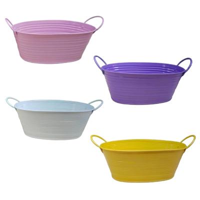 Contenitore Secchiello Fioriera Moderno in Metallo con Manici Design Impermeabile Adatto per Decorazione Piante in Multipli Colori 2 Pezzi
