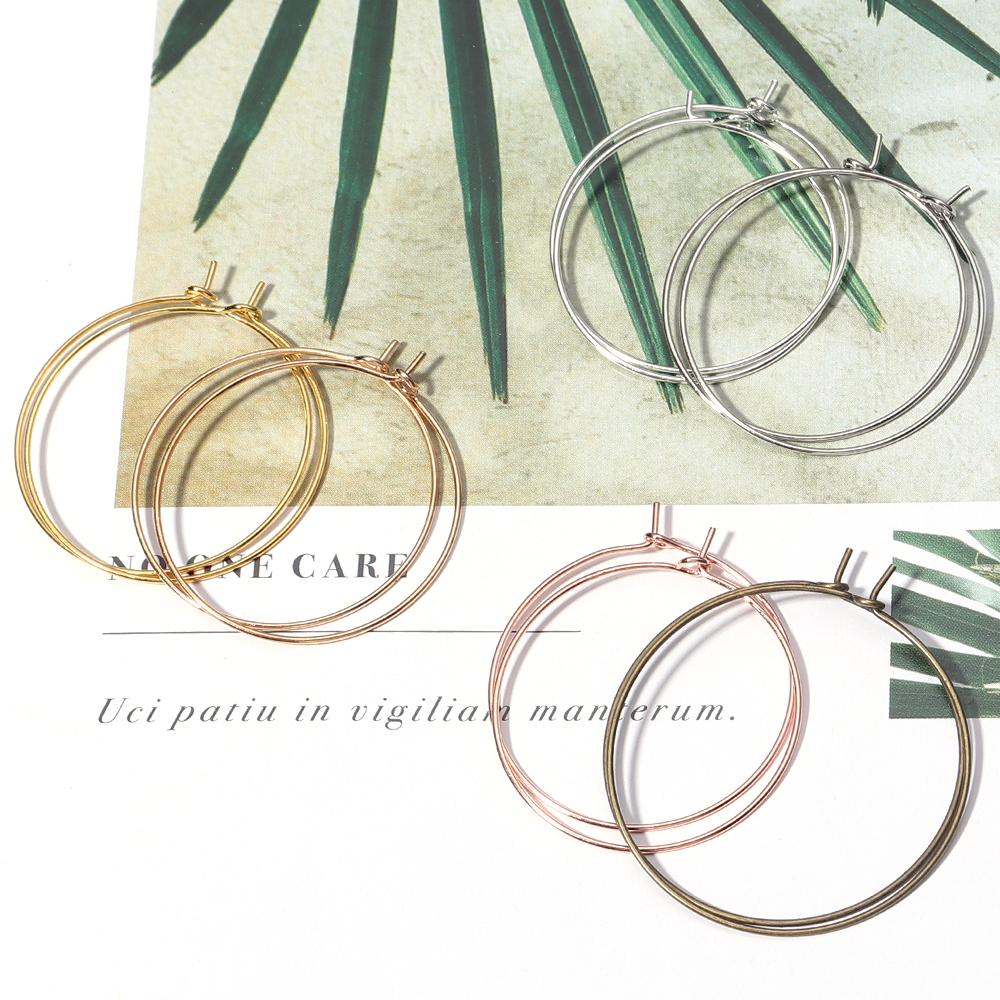 50pcs/lot Big Hoops Circle Earrings Gold Color  Round Earring Wire Circle for DIY Dangle Drop Earring Jewelry Making Accessories