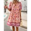 Women's Summer Vacation Printed Short-sleeved Dress