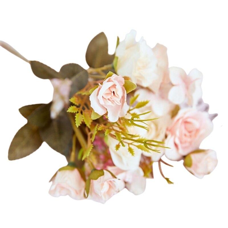 Искусственные розы Искусственные розовые цветы Центральная часть Цветочные шелковистые розы Цветок 1pcs