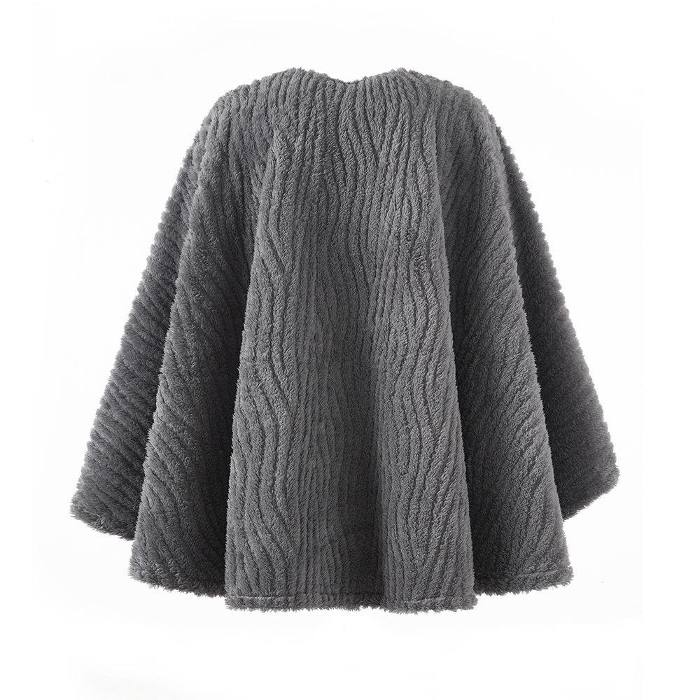 New plush pocket warm shawl autumn and winter flannel nap air conditioner blanket cape bath towel soft