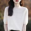 Women's Three Quarter Sleeve Knit Top O Neck Vintage Elegant Sweater