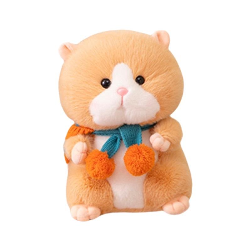 

High Quality Hoodie Hat Golden Hamster Plushie Stuffed Likfelike Fluffy Hair Peluche Syrian Hamster Simulated Animals Plush Toy 25cm коричневый