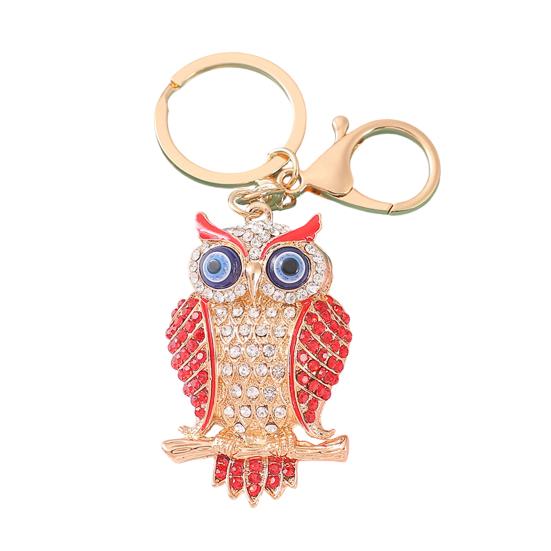 Keychain Pendant 3D Cartoon Owl Design Sparkling Rhinestones Inlaid Enamel Wings Key Chain with Lobster Clasp Key Ring Bags Accessories