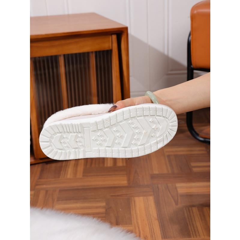 Metal Chain Plus Size Warm Cotton Shoes 2025 Winter Women's Fleece Sports Comfortable Beanie Shoes