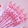 8pcs Shimmer Effect Pink Bow Straws Colorful Sparkle Sparkle Straws Party Favors