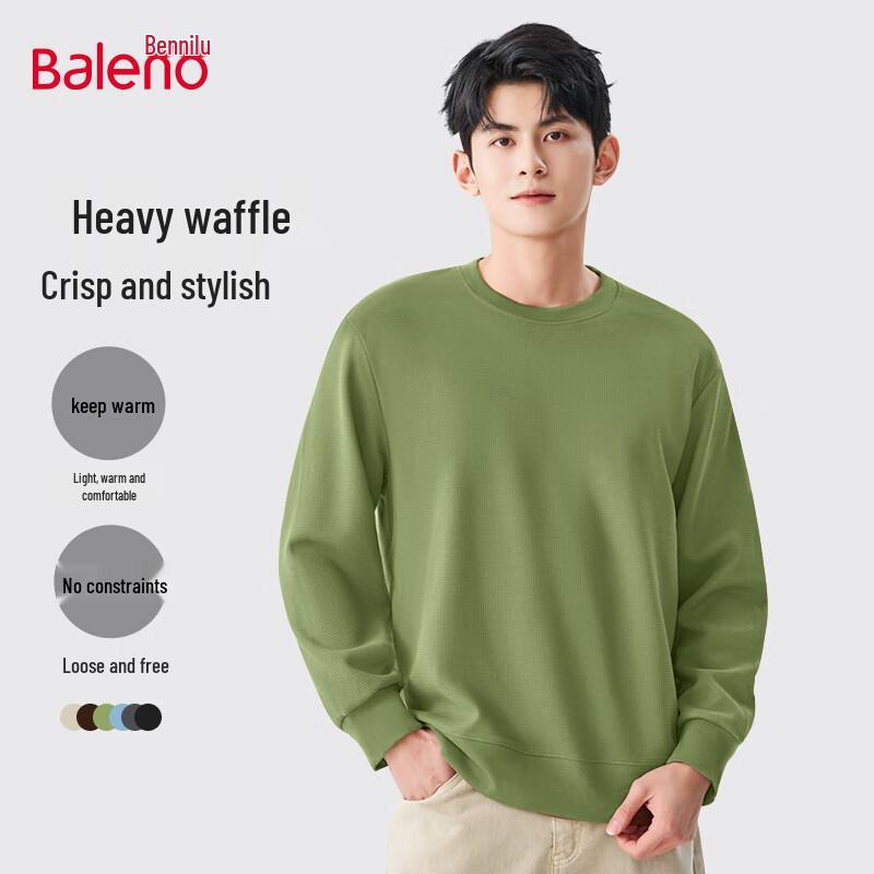 

Baleno Men s Waffle Texture Crewneck Pullover Sweatshirt L