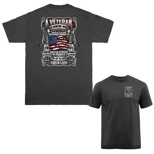 Military Veteran Patriotic US Flag T-shirt L