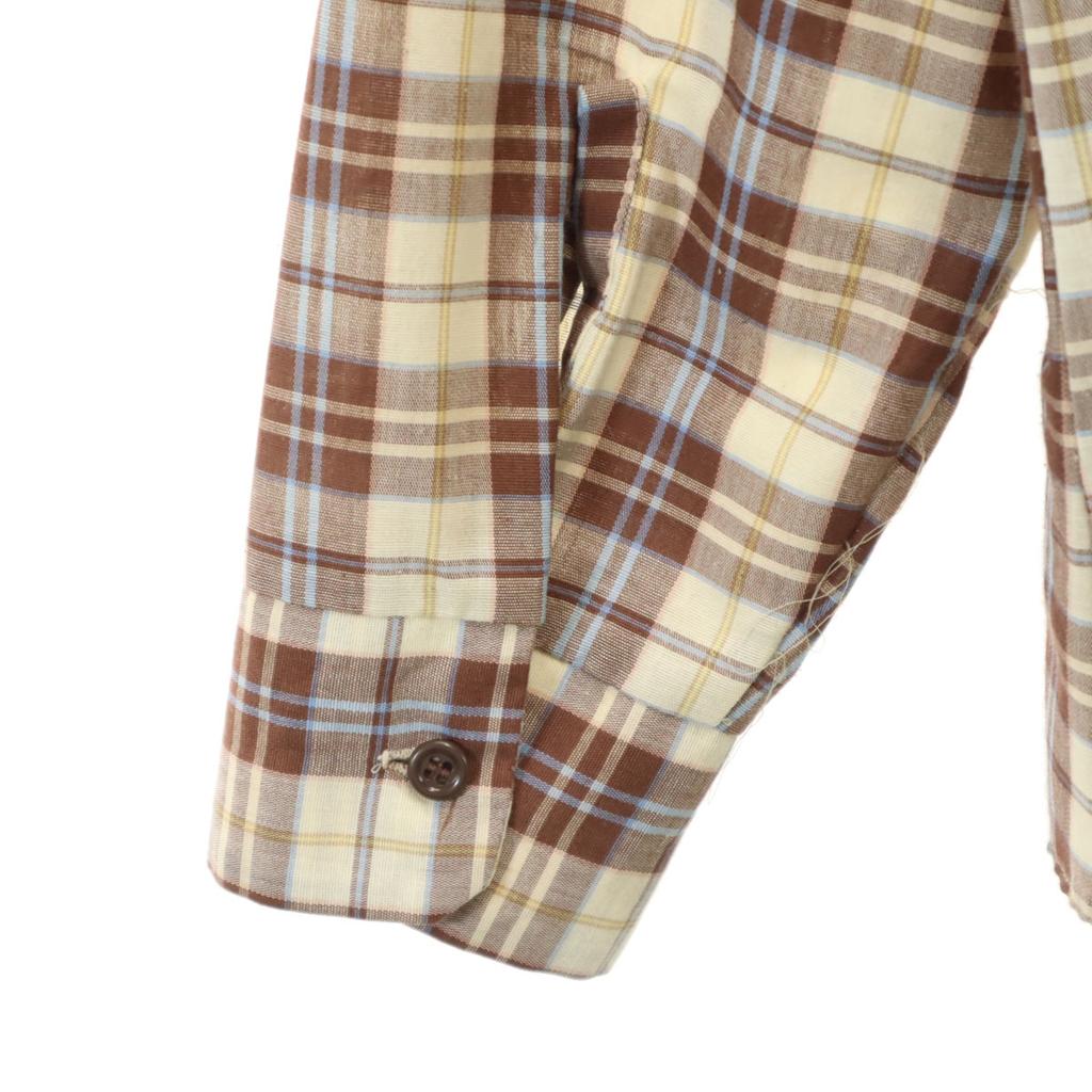 Sears 70s Made in USA Vintage Check Pattern Long sleeve CPO shirt L Brown Men's Used