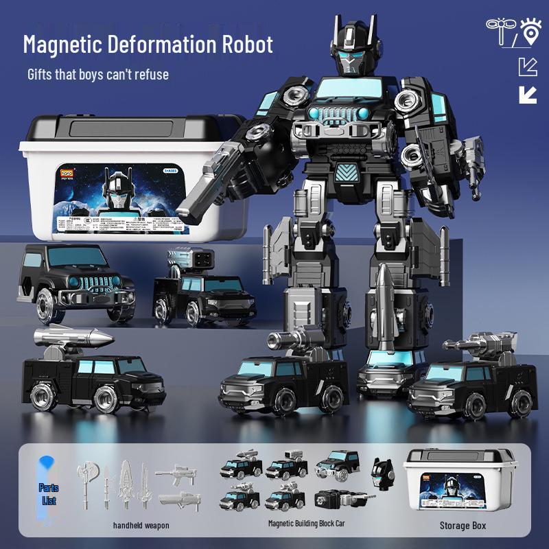 Versatile Magnetic Assembly Robot Boy Building Blocks Car Toy Gift Set
