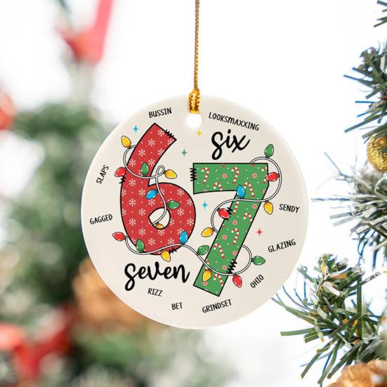 Der Weihnachtsmann sagt Sechs Sieben Ornament Acryl Weihnachtsbaumdeko mit einzigartigem Spruch Festliche Feiertags-Hängedekoration