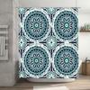 Blue and White Floral Shower Curtain Set Bathroom Decor, Waterproof Fabric Printing, Modern Bath Accessories for Home Decoration