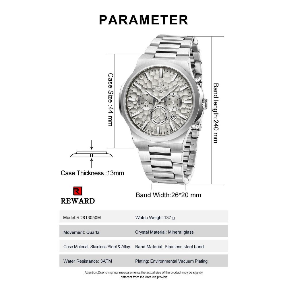 Business Man Wristwatch Date Chronograph Waterproof Luminous Luxury Men Watch Stainless Steel Quartz Men's Watches Male