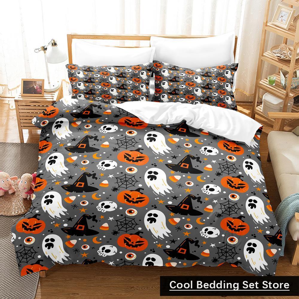 New Halloween Flying Vampire Bedding Set Single Twin Full Queen King Size Bed Set Adult Kid Bedroom Duvetcover Sets Anime Bat