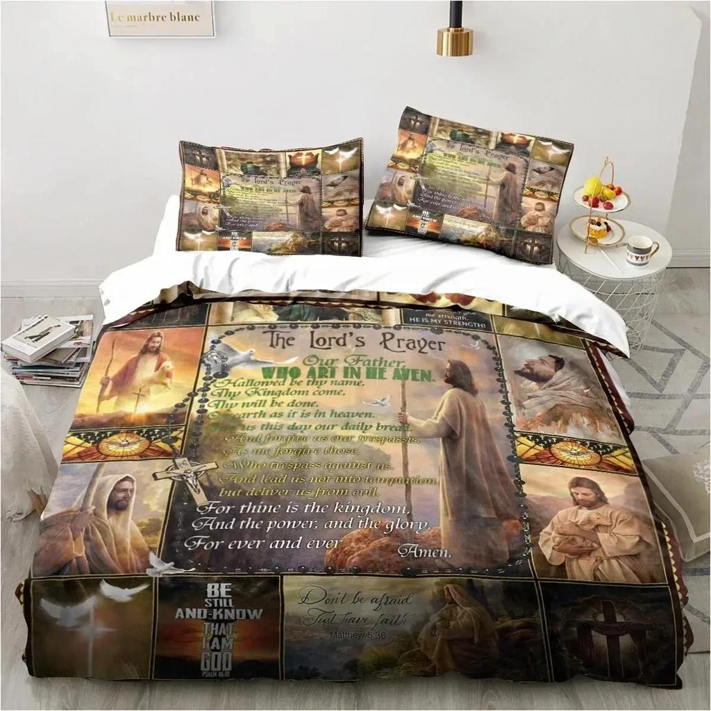 New Jesus Christ Church Mary Christian Religious Bedding Set Duvet Cover Soft Quilt Cover Pillowcase Comforter King Queen Size