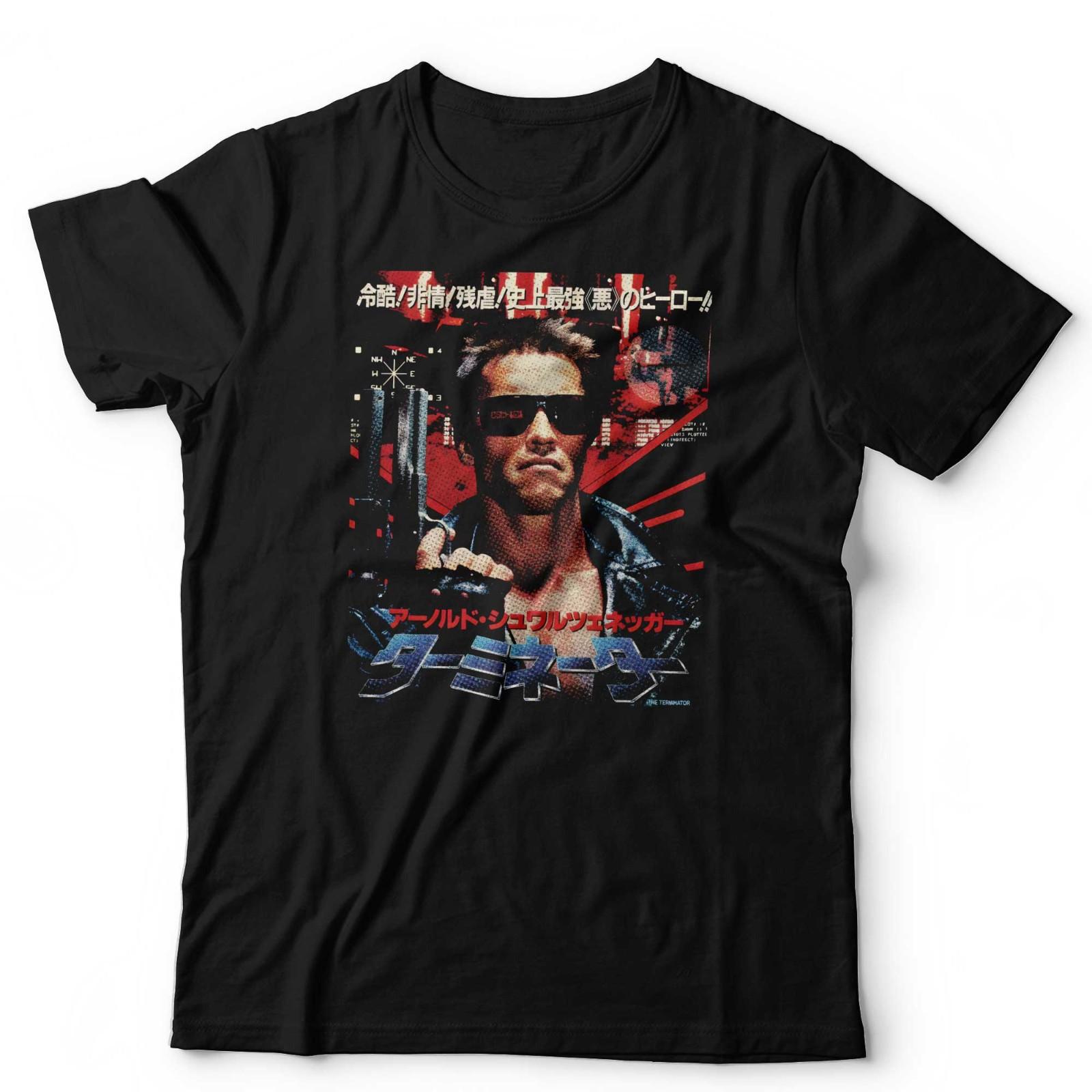 Terminator TShirt Arnold Schwarzenegger Japanese Poster Retro Print Tee Halftone S разноцветный