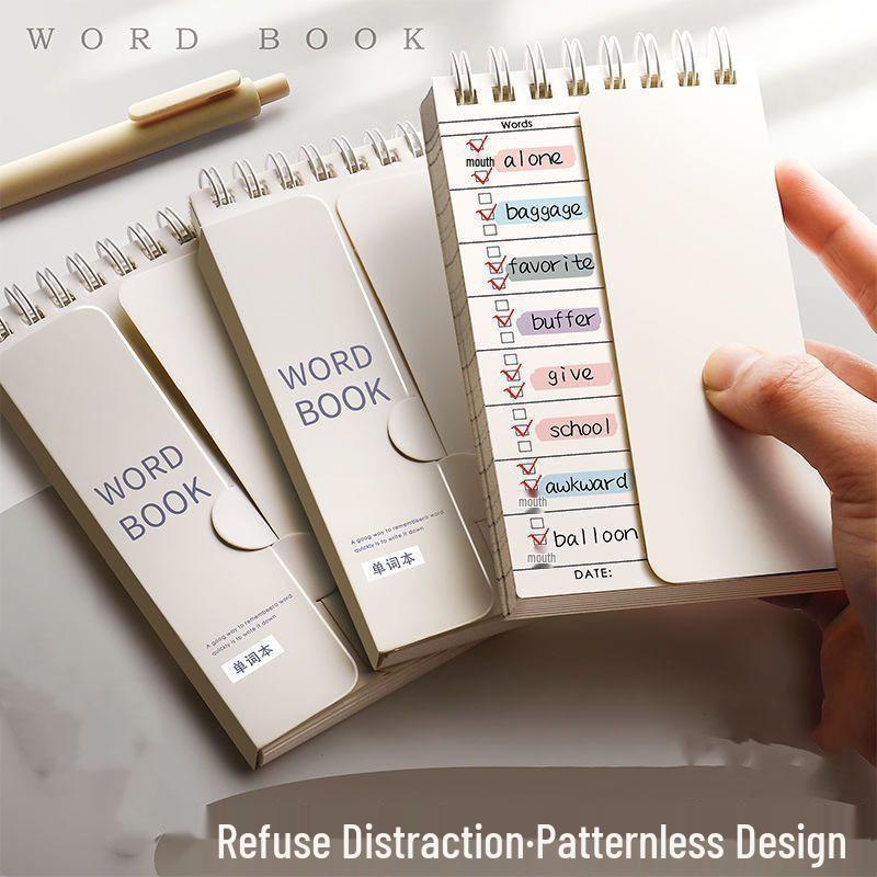 Tragbares Notizbuch mit Haftnotizen und Vokabular-Tasche