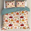 Thanksgiving Fall Pumpkin Maple Leaves Duvet Cover with 2 Pillow Shams 3pcs Comforter Cover Bedding Set All-Season Room Decor