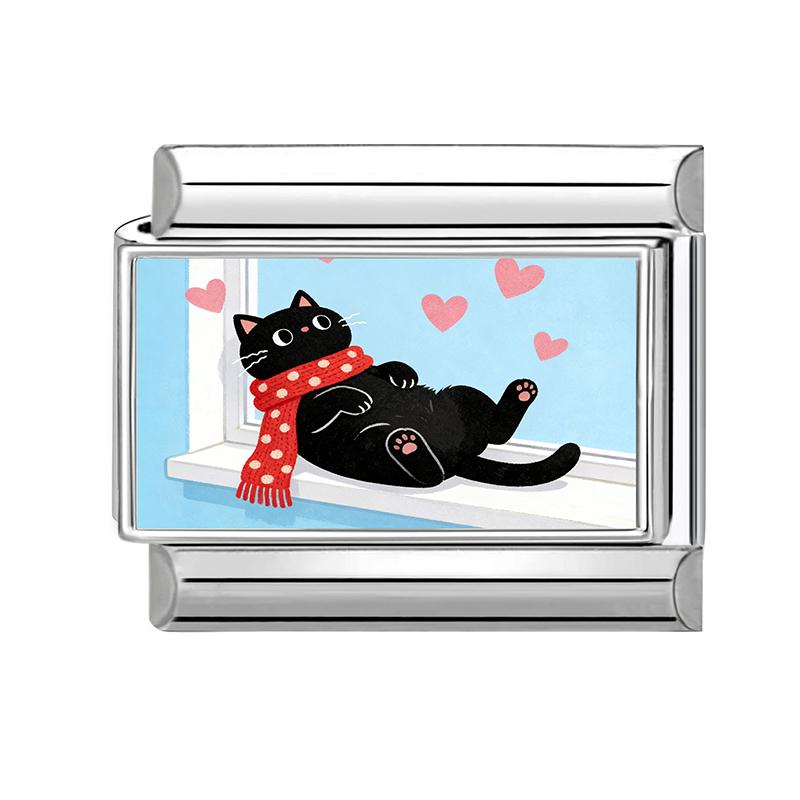 New Creative Design Funny Cats Sunflower Cake Moon Italian Charms Fit 9MM Stainless Steel Women Men Bracelet DIY Jewelry Gifts