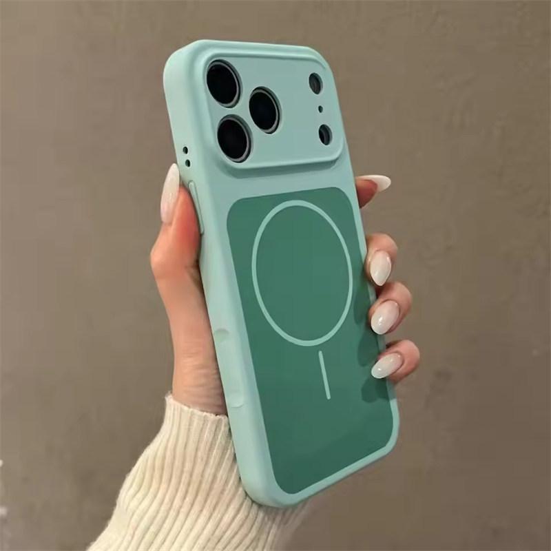 Liquid Silicone Dual-color , Lens-protecting Phone Case, Supports Magnetic Charging for iPhone 17, 16, 15, 14, and 13 Series