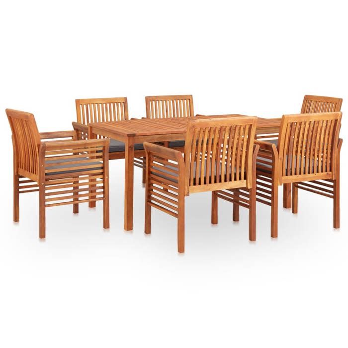 Maison Exclusive - Ensemble à manger d'extérieur 7 pcs et coussins Acacia solide