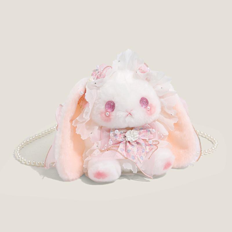 Cartoon Rabbit Lolita Mini Shoulder Bag With Pearl Chain For Daily Use