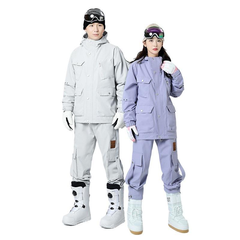 Trendy Outdoor Hooded Jacket & Pants Set - Three-Proof, Casual Sportswear for Couples, Ideal for Spring & Autumn.