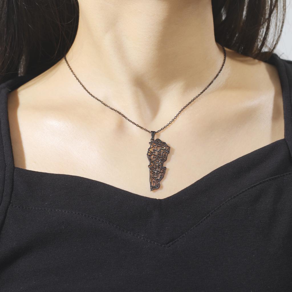 Hollow Out Lebanon Charm Neckchain Versatile Titaniums Steel Necklace Adjustable Length Clavicle Chain for Parties
