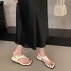 French Retro One-word Buckle with Wedge Heel Cover Toe Sandals Women's 2025 Summer New with Skirt Toe Roman Sandals