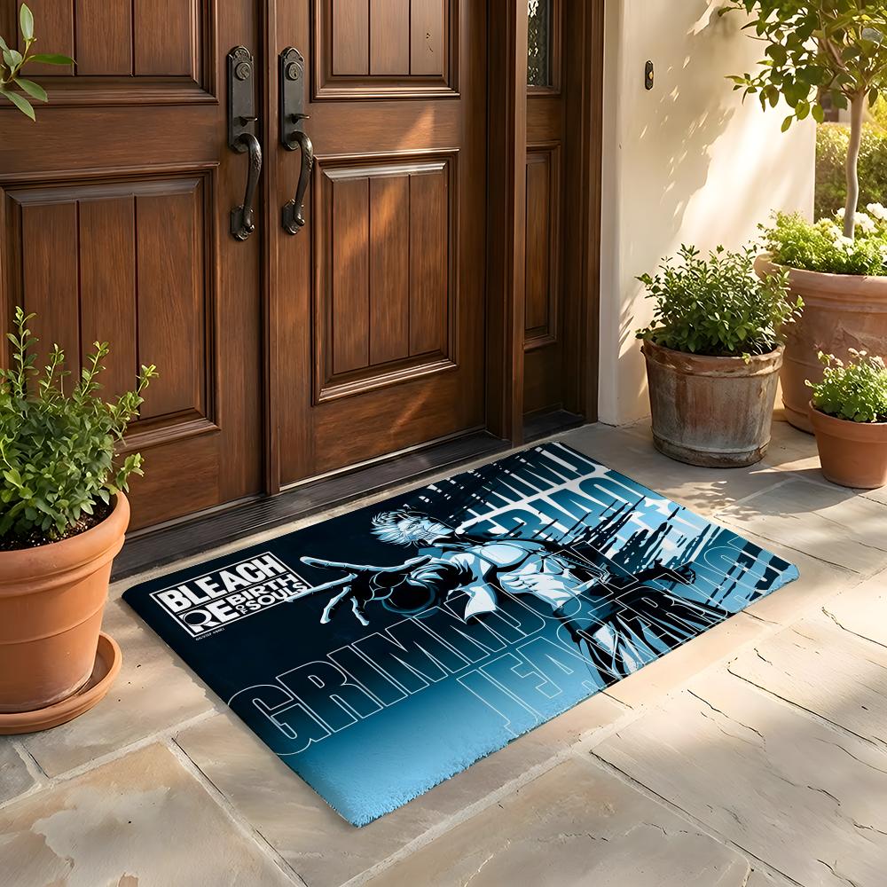 Fußmatte Weicher Flanellteppich Rutschfeste Saugfähige Matte für Badezimmer Schlafzimmer Heimdekoration Anime B Bleach